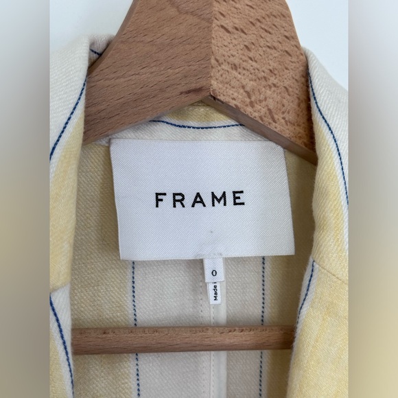 Stripped NEW FRAME 100% Linen Stripe Blazer size 0 - Picture 9 of 17